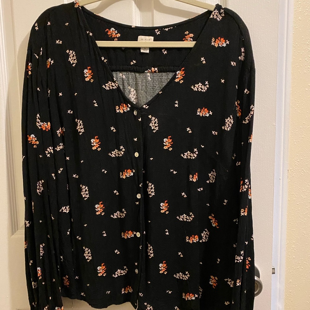Floral print button down blouse